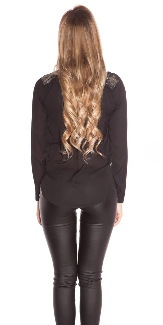 blouse with shoulderapplications Black
